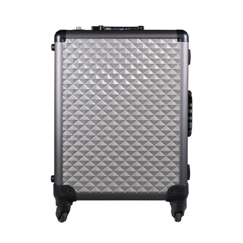 Slaycase XL Vanity Travel Train Case with LED Bulb Makeup Organizer Bag Including USB, Dimmer Switch, Charcoal Studded