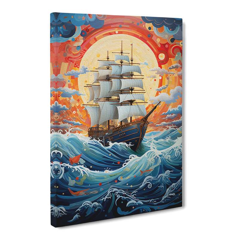 Ship On The Ocean Contemporary - No Frame Print, 60cm H x 40cm W x 3cm D