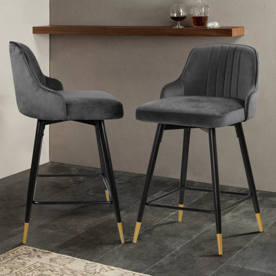 Swivel Velvet Upholstered Counter & Bar Stools