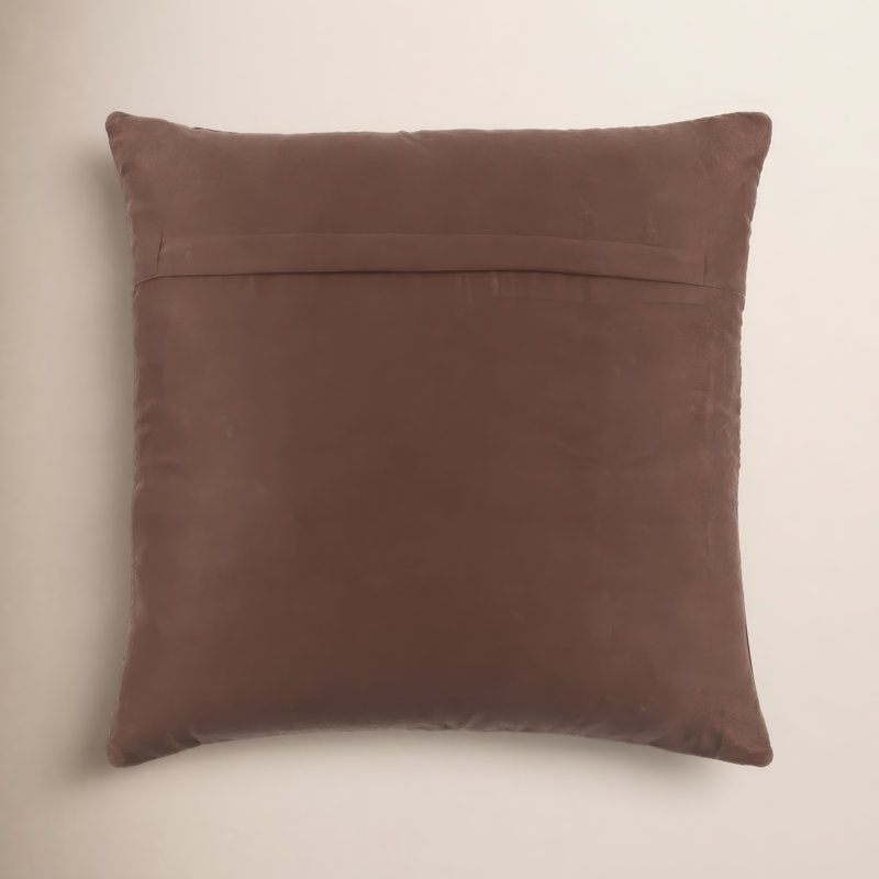 Declan Leather/Suede Reversible Pillow Cover, Poly Fill, 18" x 18", Brown
