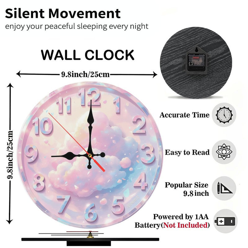 Horloge pastel avec nuages