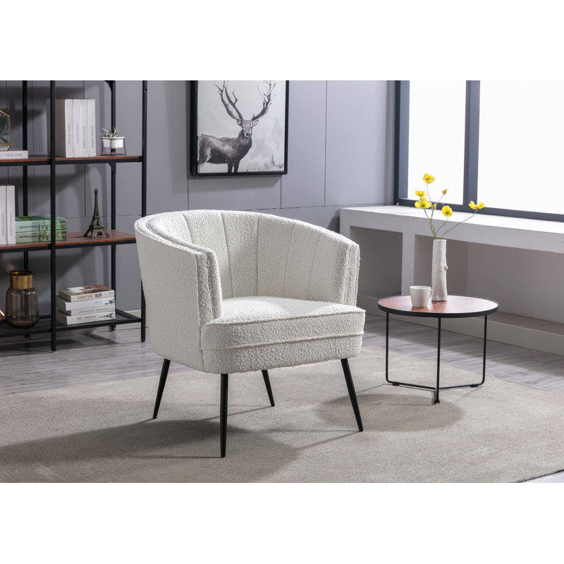 Shona Velvet Barrel Chair, Cream