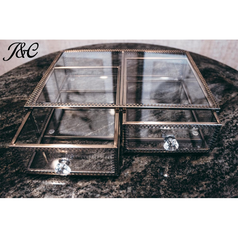 Organisateur de maquillage en verre Vintage