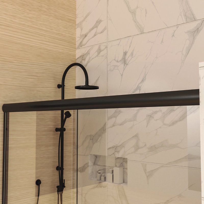 60 po Porte de douche en aluminium noir X 70