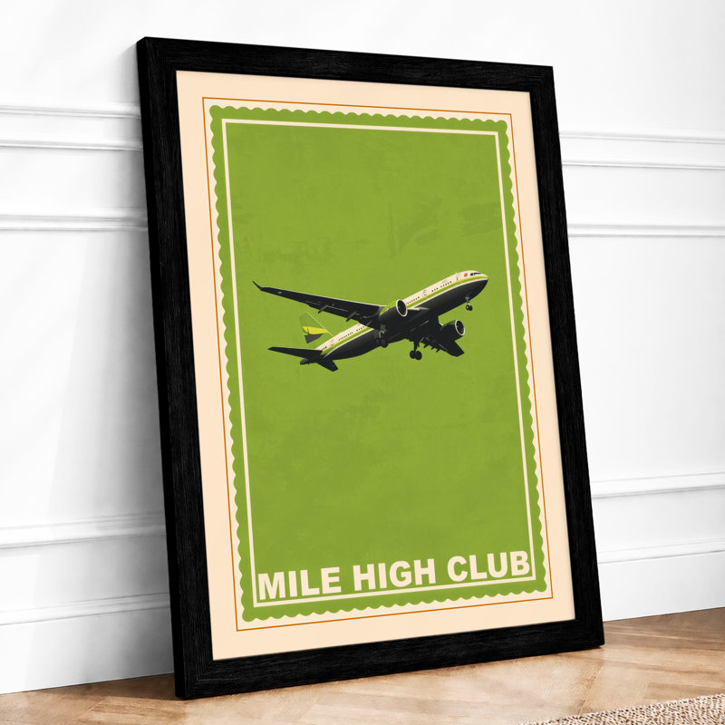 Mile High Club Retro - Framed Print, Black, A3 - 42.0 x 29.7 cm