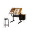 Table à dessin noire avec 3 tiroirs et tabouret pour la peinture professionnelle