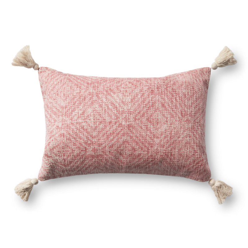 Housse de coussin rectangulaire en coton Frison Tribal Diamond, Polyester/ Bourre en polyester, Rose