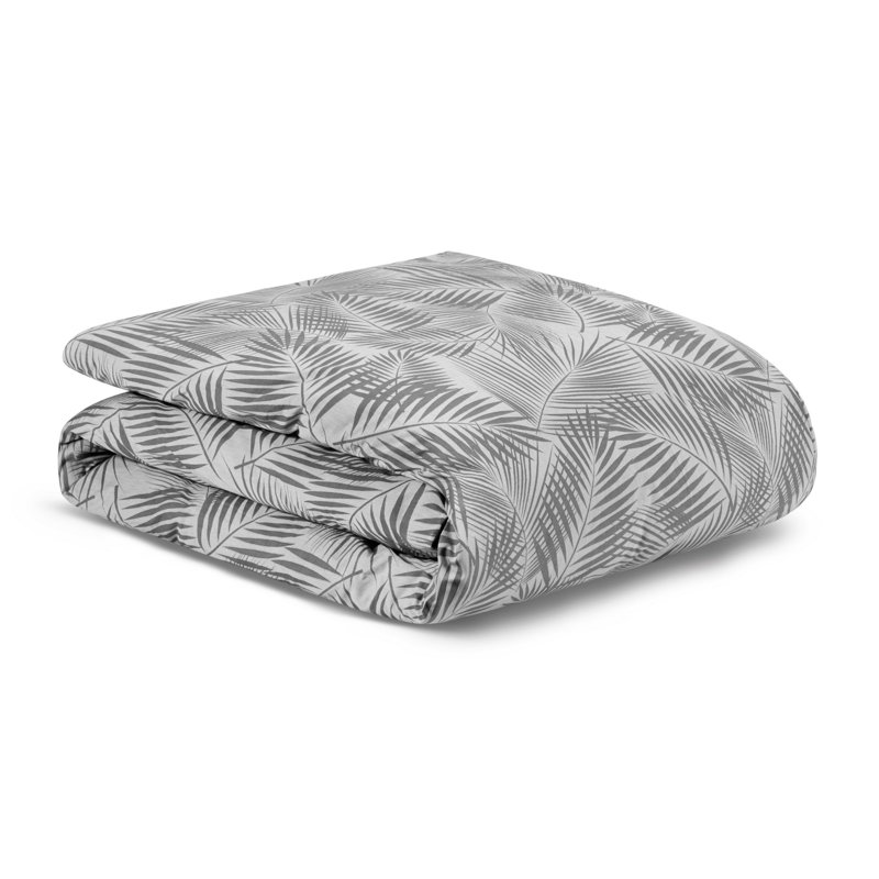 Housse de couette 100% coton Sharonda, Gris, Housse de couette 94 po x 87 po