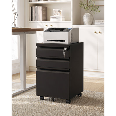 Latitude Run® 15“ W 3-Drawer Metal Vertical Filing Cabinet - Sturdy Steel Storage for Home Office, Printer Stand, A4/Letter Size