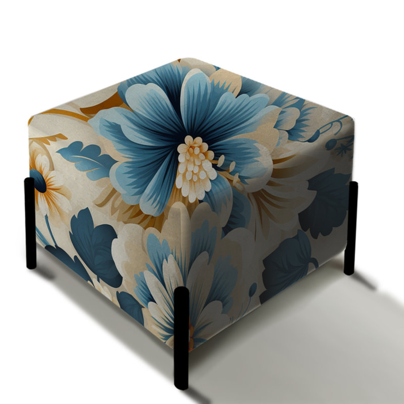 Repose-pieds carré bleu Flourish
