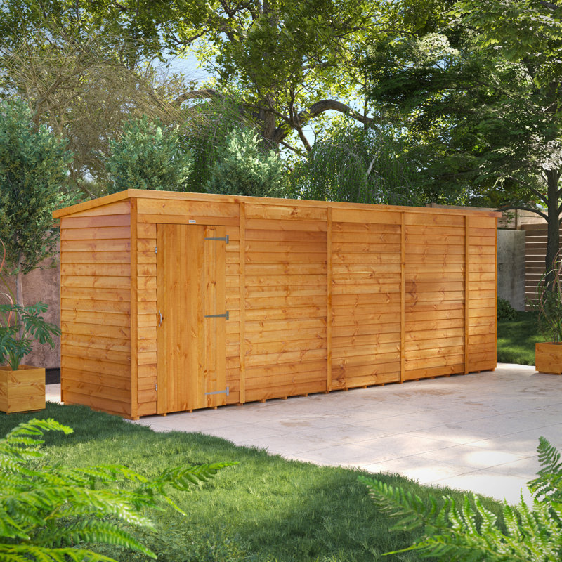 Powersheds 18 x 4ft Timber Overlap Windowless Pent Garden Shed