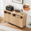 Buffet Buffet avec rangement, table basse cannelée naturelle avec portes et tablettes réglables, armoire moderne en bois pour la cuisine, le salon, le vestibule