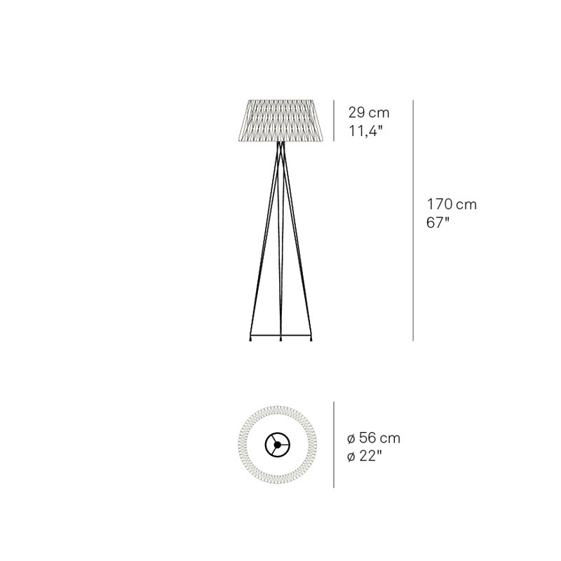 Lola Tripod Floor Lamp, Natural Beech, Gold