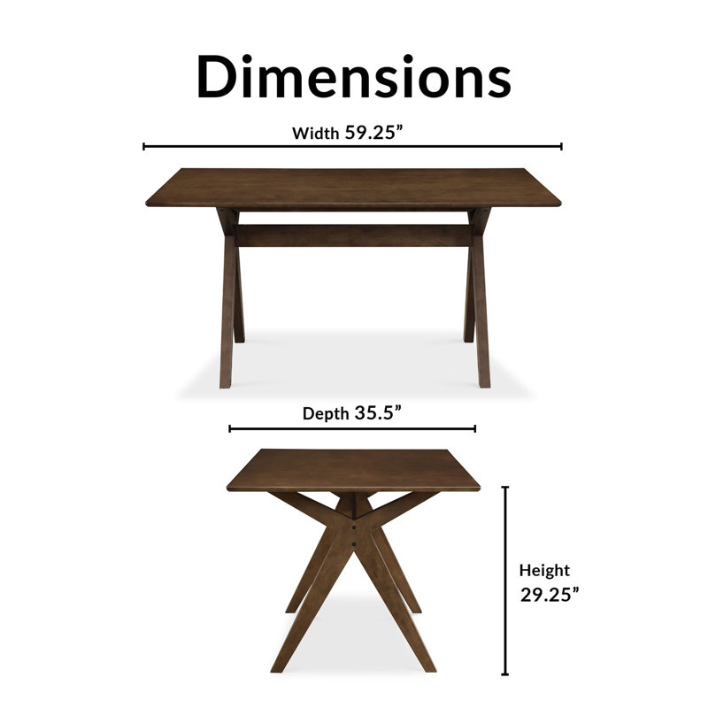 Lukas Walnut Brown Mid-Century Modern Rectangular Dining Table