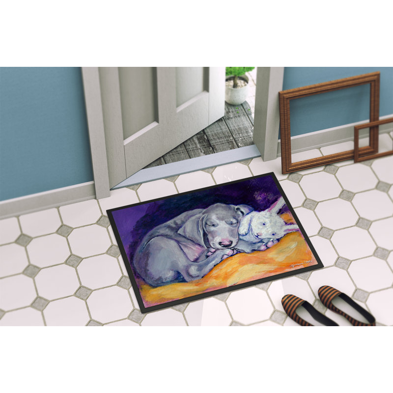 Tapis de porte d’extérieur antidérapant de lapin weimar snuggle, Rectangle 2 pi x 3 pi
