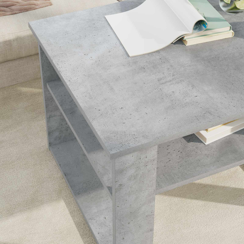 Coffee Table with Storage, Concrete Grey, 44cm. H x 64cm. L x 54cm. W