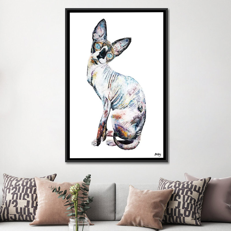 « larry », impression sur toile, H 26 po x l 18 po x P 1,5 po, Toile avec cadre noir, Pas de tapis