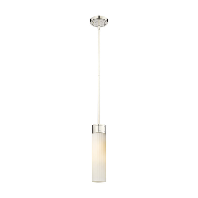Luminaire suspendu 8 lumières Empire, H 12,75 po x l 3,13 po x P 3,13 po, Blanc mat, Nickel poli