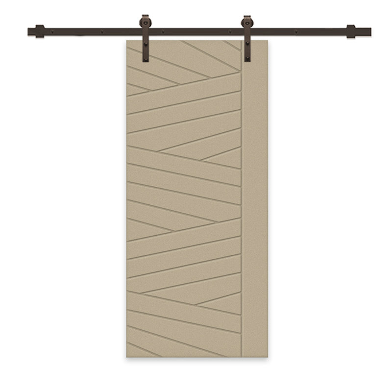 Porte de grange à panneaux et en bois manufacturé avec quincaillerie d'installation, 42 po x 80 po, Brun, Café noir