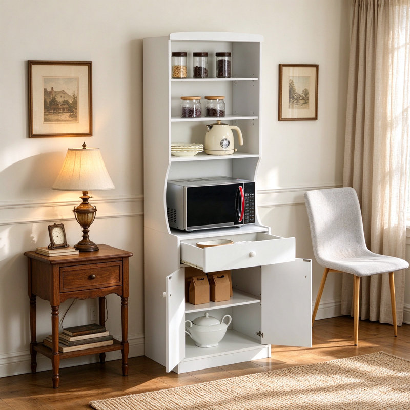 Armoire polyvalente pour micro-ondes avec portes à tiroir et rangement pour la cuisine