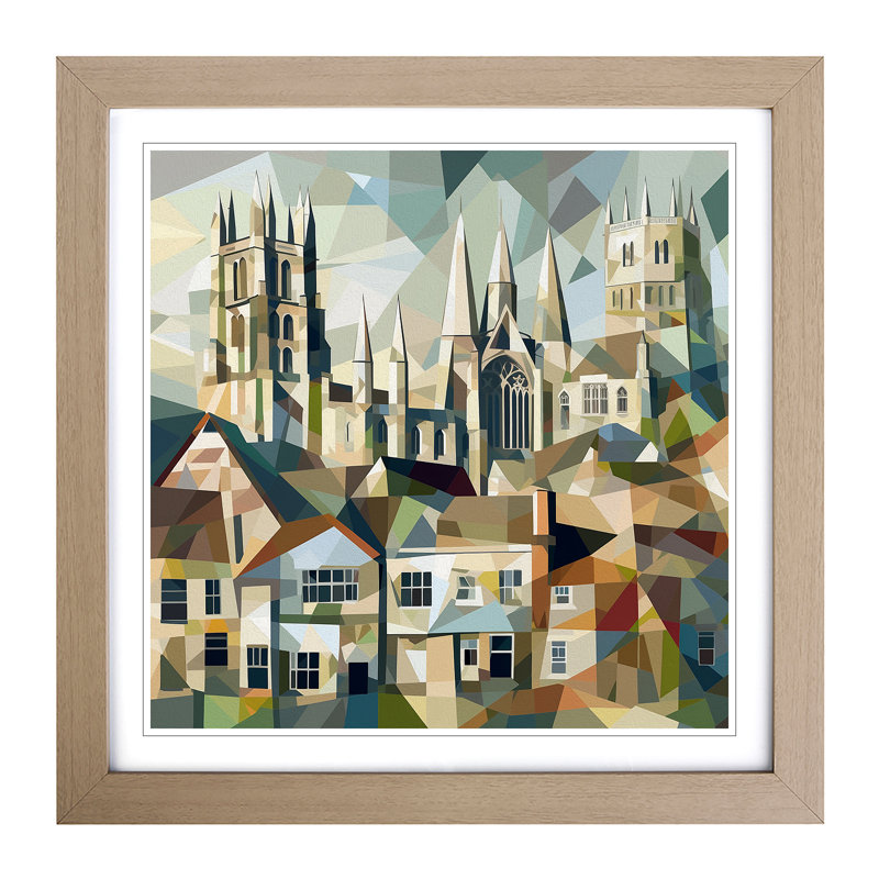 City Of Canterbury Cubism - Framed Print, Oak