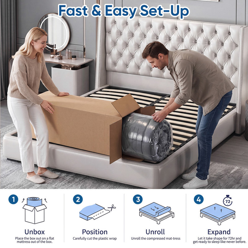 Matelas hybride simple moyen de 8 pouces, 8 pouces, Lit simple