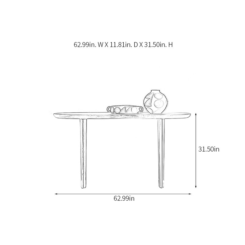 Marijean, H 31,5 po x l 62,99 po x P 11,81 po, Bois naturel