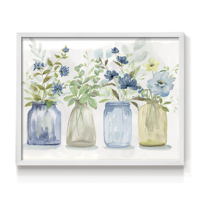 Blue Pickings - Reproduction encadrée - Restickable, H 11 po x l 14 po, Blanc