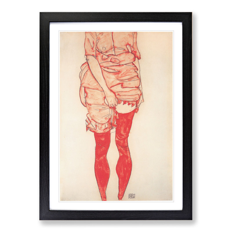 Standing Woman in Red by Egon Schiele, Black, 36cm H x 27cm W x 2cm D