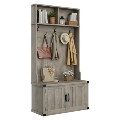 Modern Freestanding Coat Rack with Multiple Hooks, Space-Saving Entryway Hall Tree, Sleek Garment Organizer for Foyer Mudroom Home Office, Gray