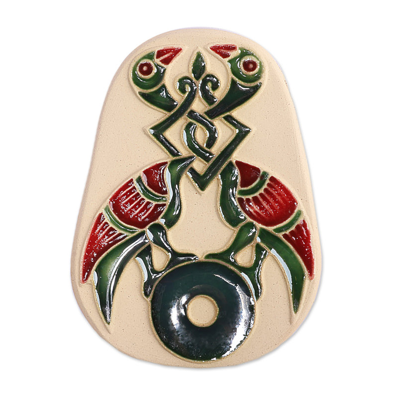 Aimant en céramique Novica, Beige / Rouge / Vert