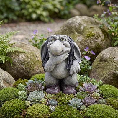 Pondering Sylvester, the Cynical Gnome Troll Statue
