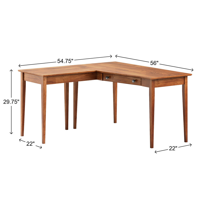 Bureau en bois massif gauche Malani, Pacanier doré