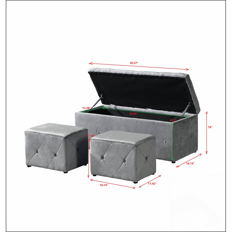 Ensemble de repose-pieds rectangulaire 1 pièce en velours court avec 2 repose-pieds (lumière)