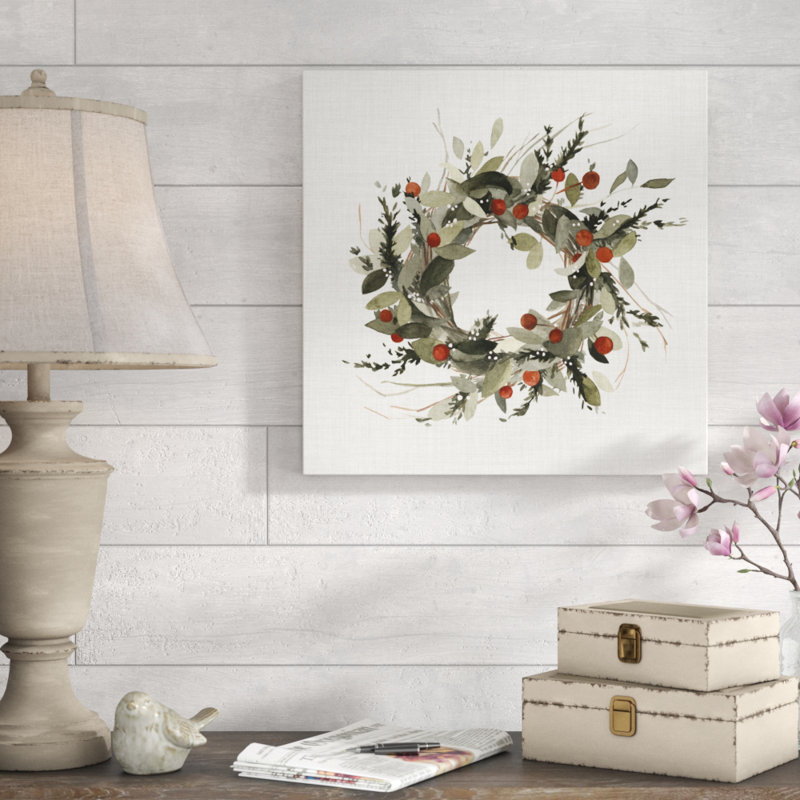 Farmhouse Wreath I by Emma Scarvey - Wrapped Canvas Painting, 51cm H x 51cm W