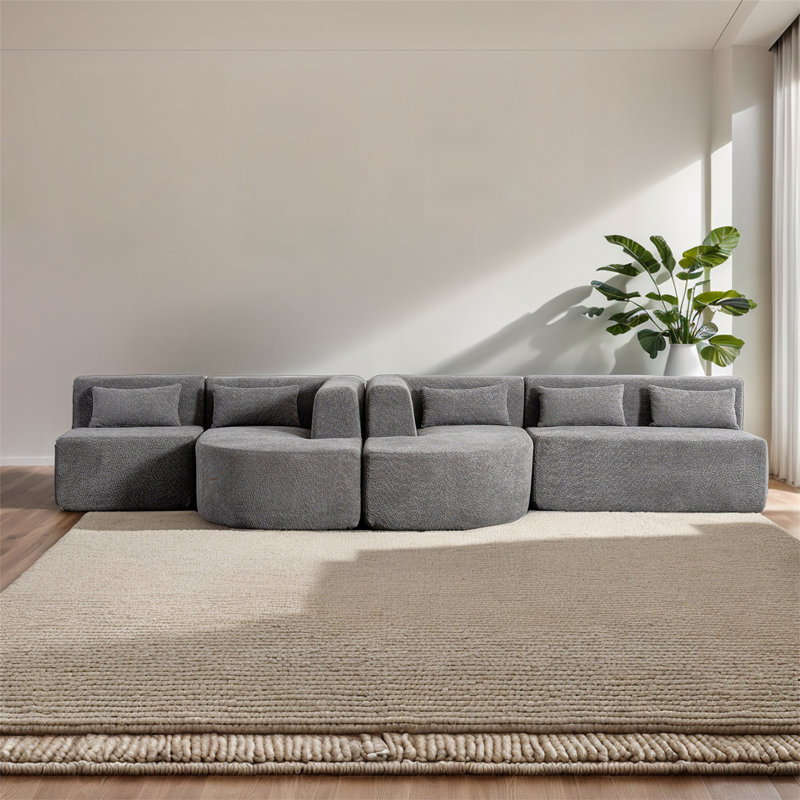 144" Long Upholstered Boneless XL Sofa, Gray