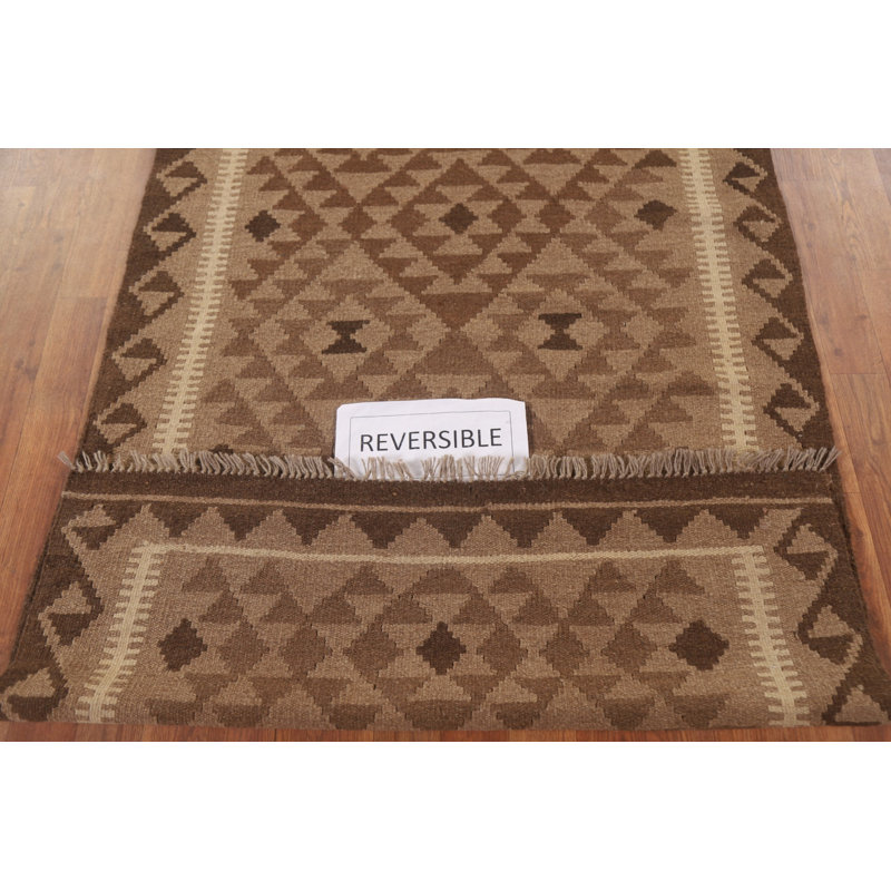 Tapis oriental réversible en laine Kilim 4 x 5