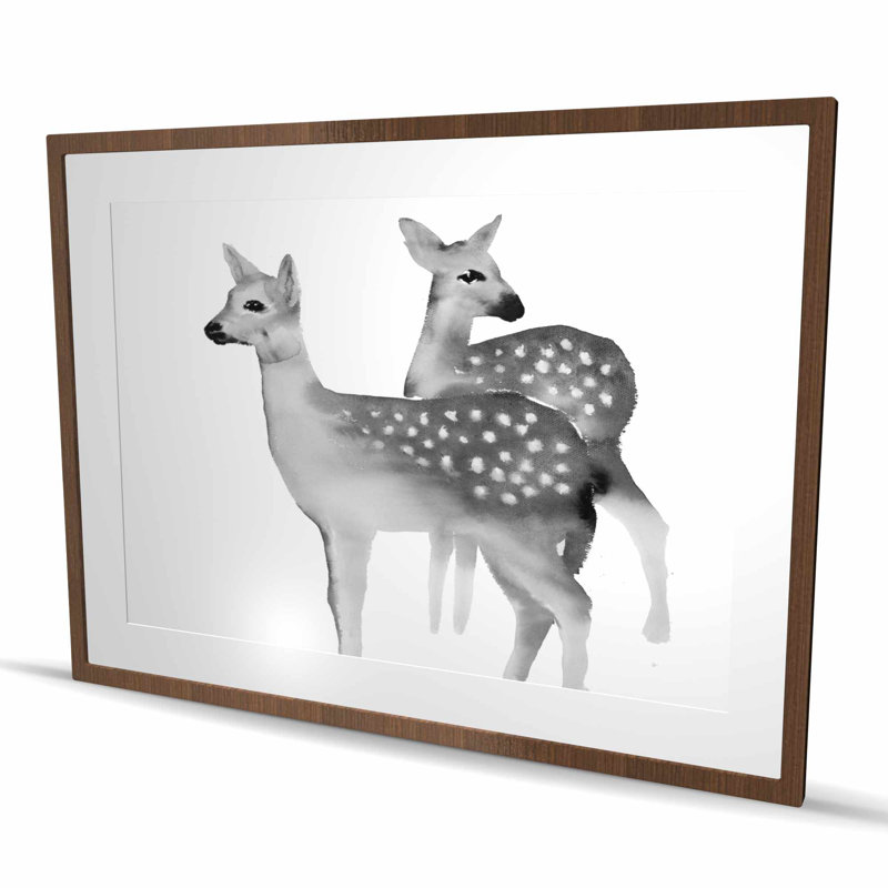 Faon noir et blanc - décor de vacances encadré noir