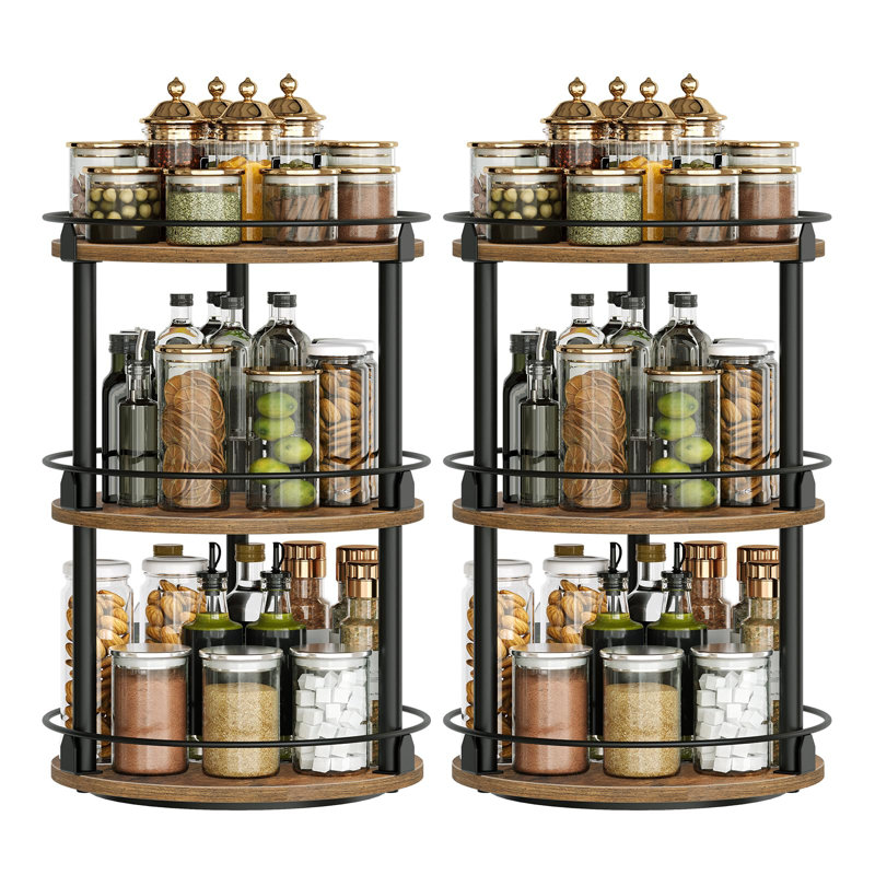 Spice Rack, Set Of 2 Lazy Susan Organizer, 2-Tier Turntable Organizer
