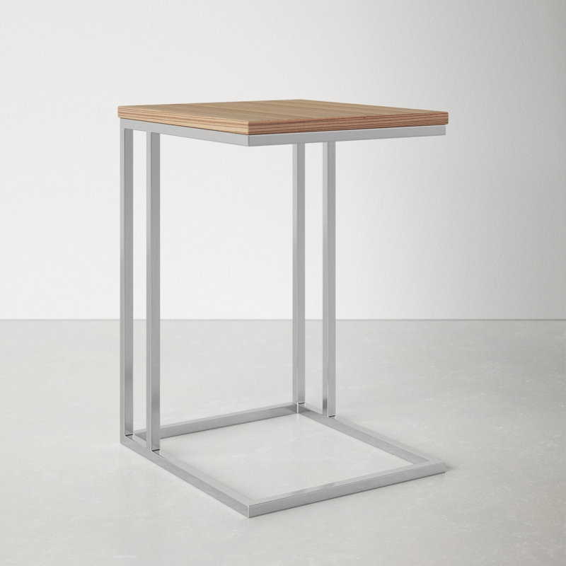 Hampshire End Table, Zebrano Top/Silver Base