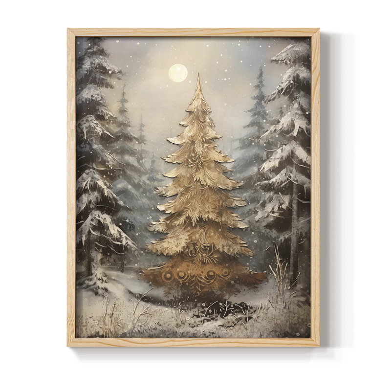 «Christmas Holiday Art», reproduction encadrée Dxxxix - bois massif, Naturel, H 11 po x l 9 po
