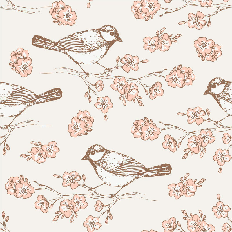 Rouleau de papier peint L 18,75 pi x l 25 po Birds and Sakura