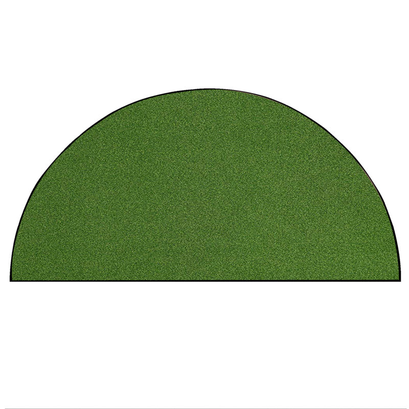 Tapis d'extérieur avec pelouse synthétique antidérapante robuste, Demi-cercle 4 pi 6 po x 9 pi