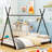 Metal Twin Size House Platform Bed With Triangle Structure-1953352811
