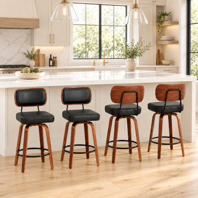 Denisha Swivel Counter Stool with Solid Wood Frame