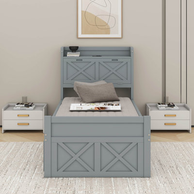 Lit simple en bois avec lit gigogne