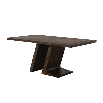 Table de salle à manger rectangulaire en bois avec pieds piédestal en espresso