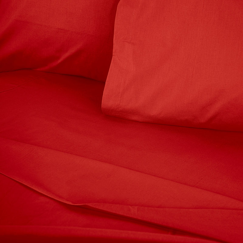Premium 100% Cotton Ranforce Single Small Fitted Sheet, Red | 35.4 x 74.8 x 11.8 inches | 145 Thread Count, Soft & Breathable, Machine Washable | Perfect for Cozy Beds & Comfortable Sleep