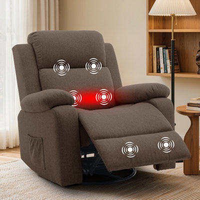 KORSER Recliner Chair ,Recliner With Heat And Massage,360°Swivel Recliners, Rocker Recliner For Adults With Side Pockets