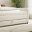 Banc de rangement moderne rembourré, lit de jour capitonné en tissu avec double espace de rangement-1877735849